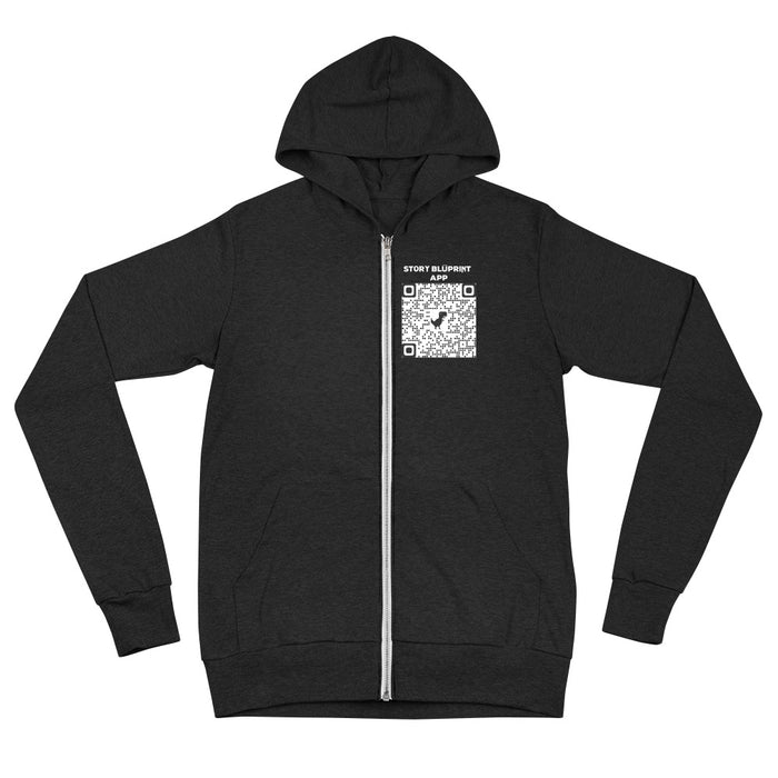 Story Blūprint App QR Code Unisex zip hoodie